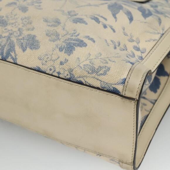 GUCCI Tote Bag Canvas Leather White Blue - Picture 12 of 16